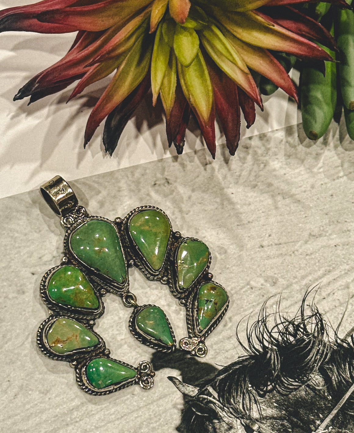 German Silver Turquoise Naja Pendant