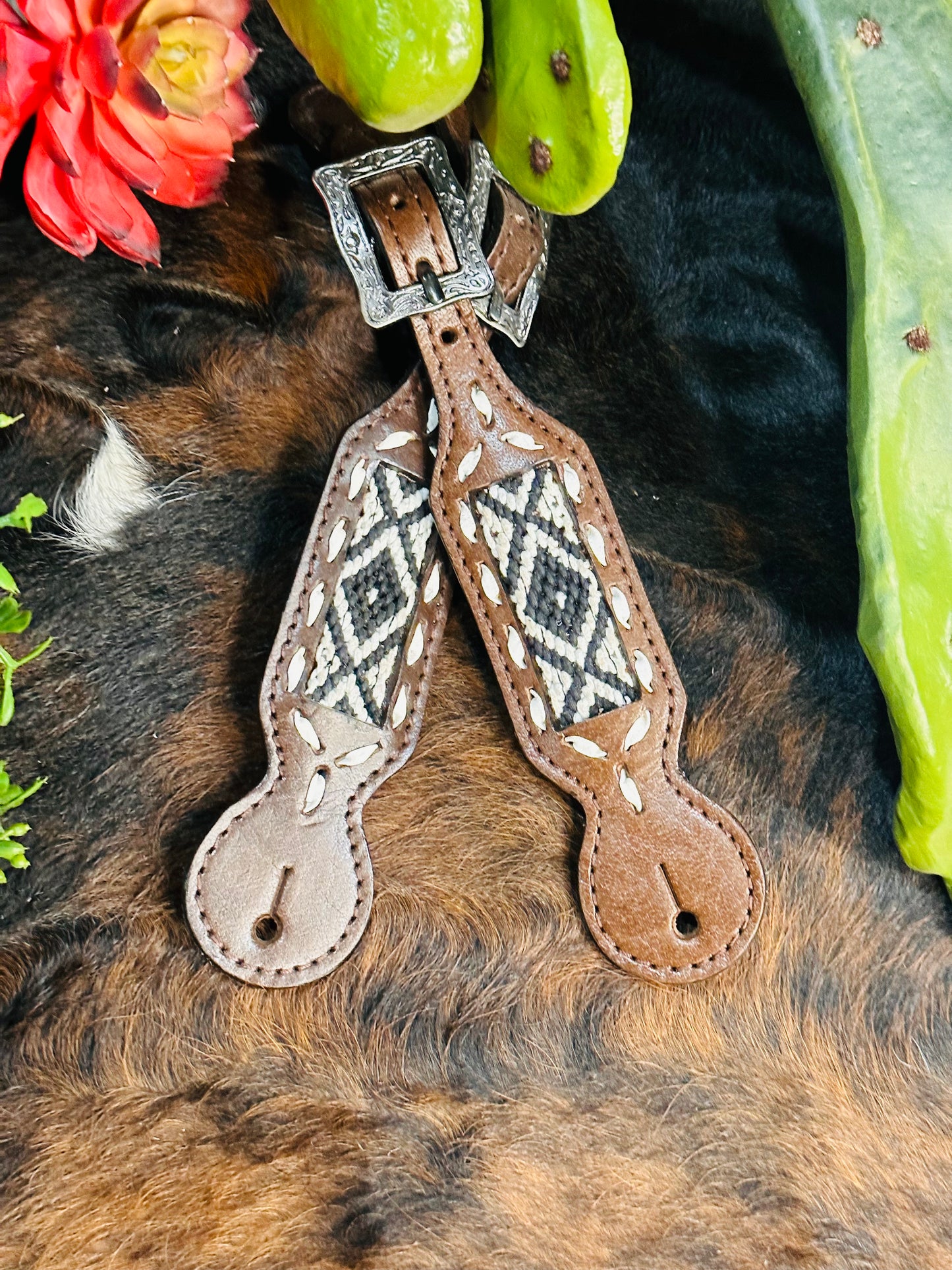 Woven Black Aztec Spur Straps *Womens