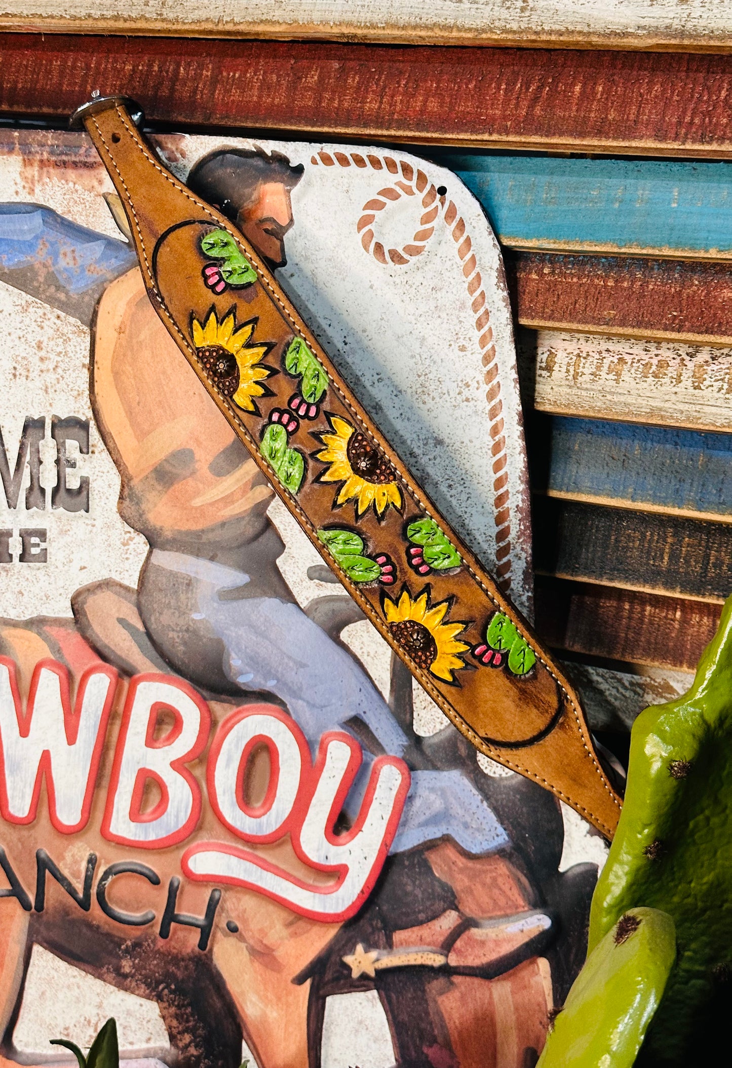 Painted Sunflower & Cactus Whither Strap