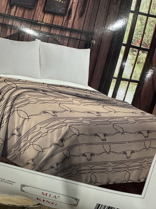 Longhorn Taupe Blanket
