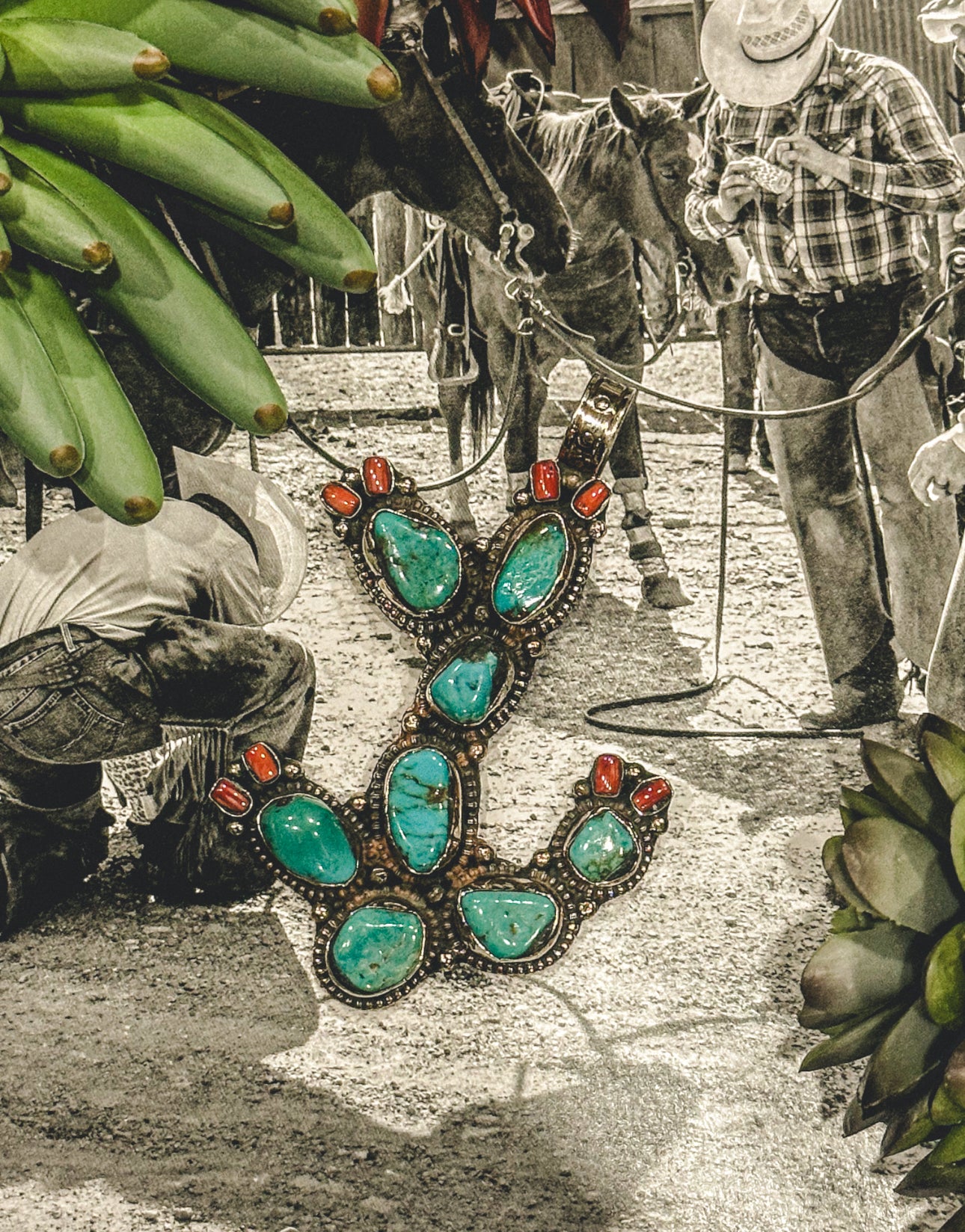 German Silver Cactus Pendant