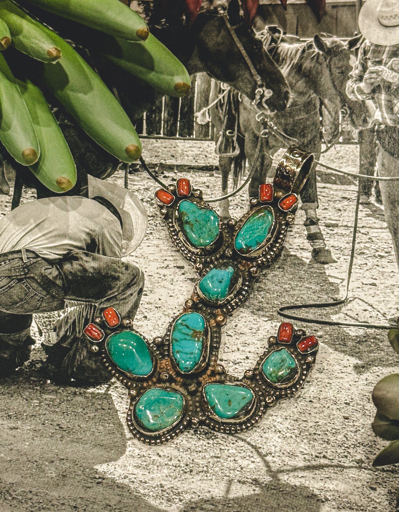 German Silver Cactus Pendant