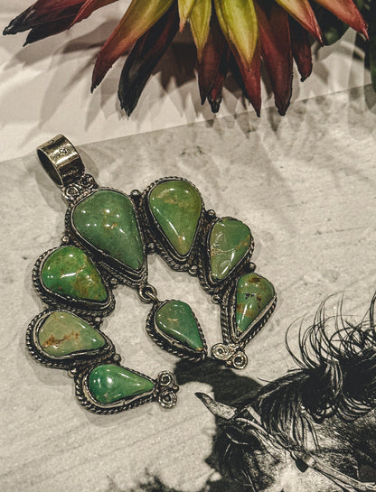 German Silver Turquoise Naja Pendant