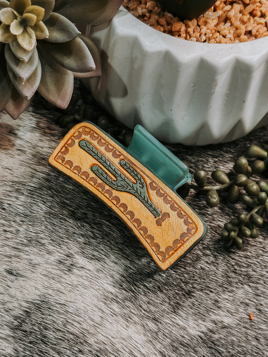 Mustard Cactus Hair Clip
