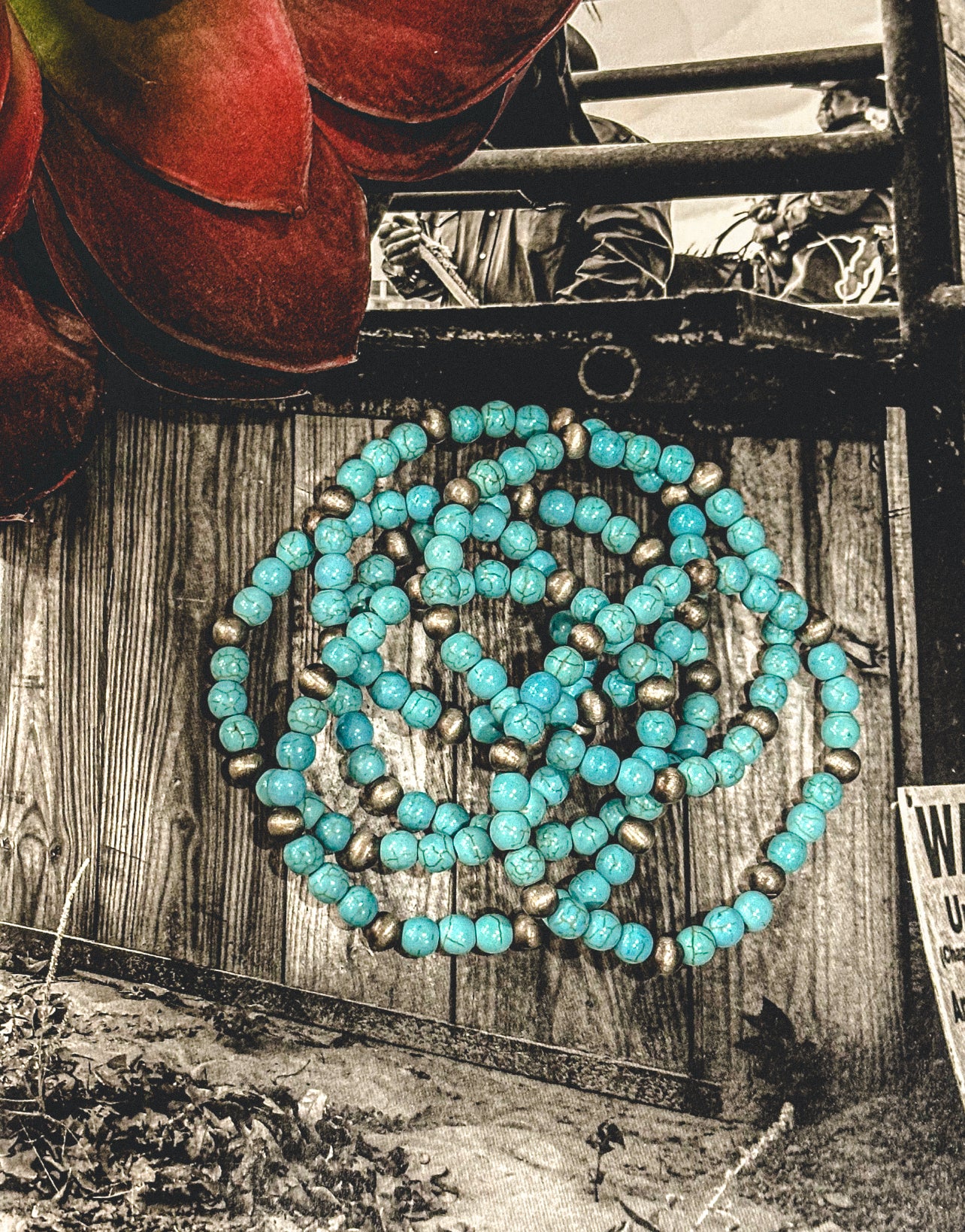 Blue Turquoise/Silver Small Stretch Bracelet