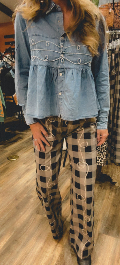 Off Tha Track Ropey Gingham Pants