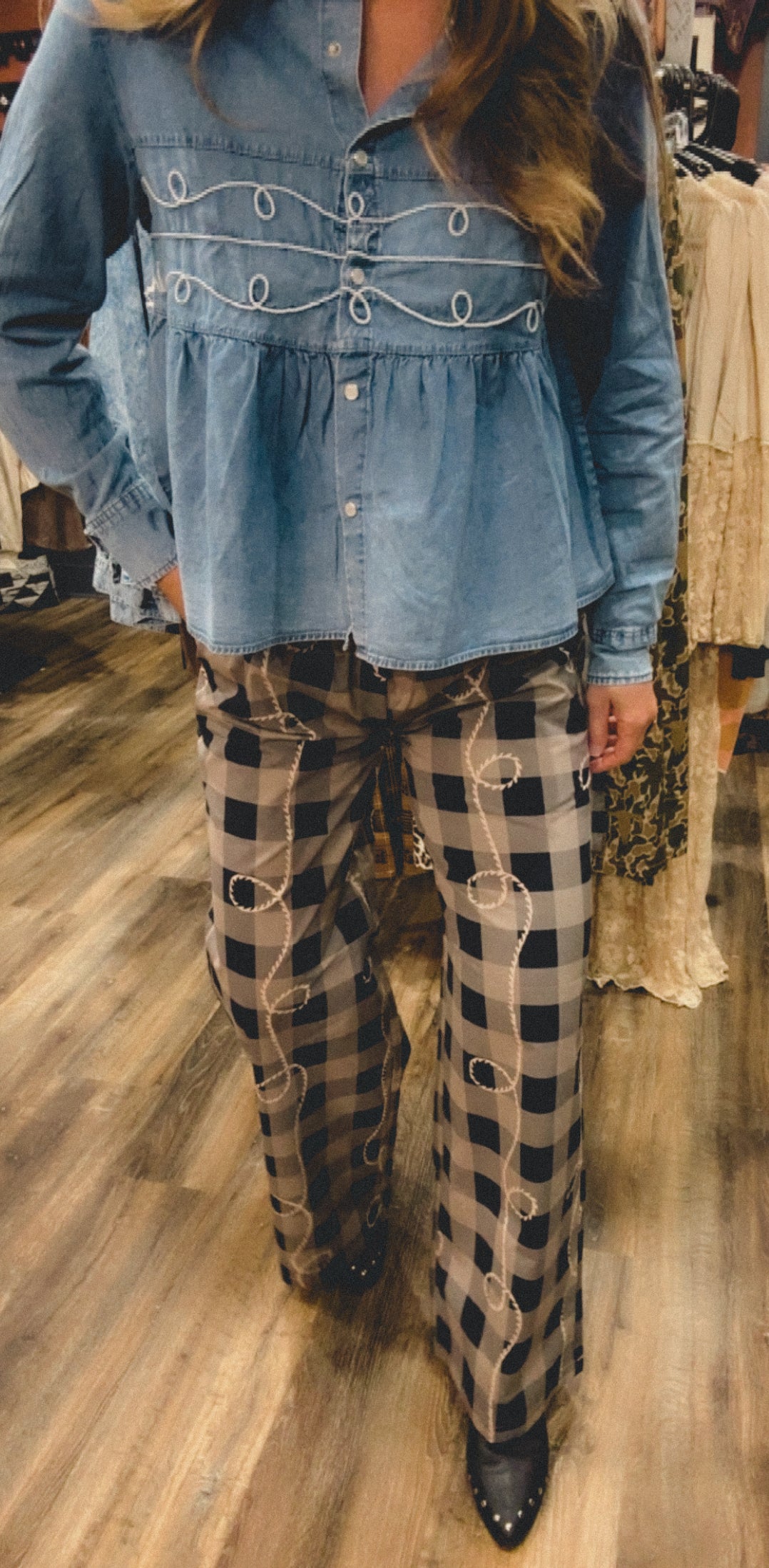 Off Tha Track Ropey Gingham Pants