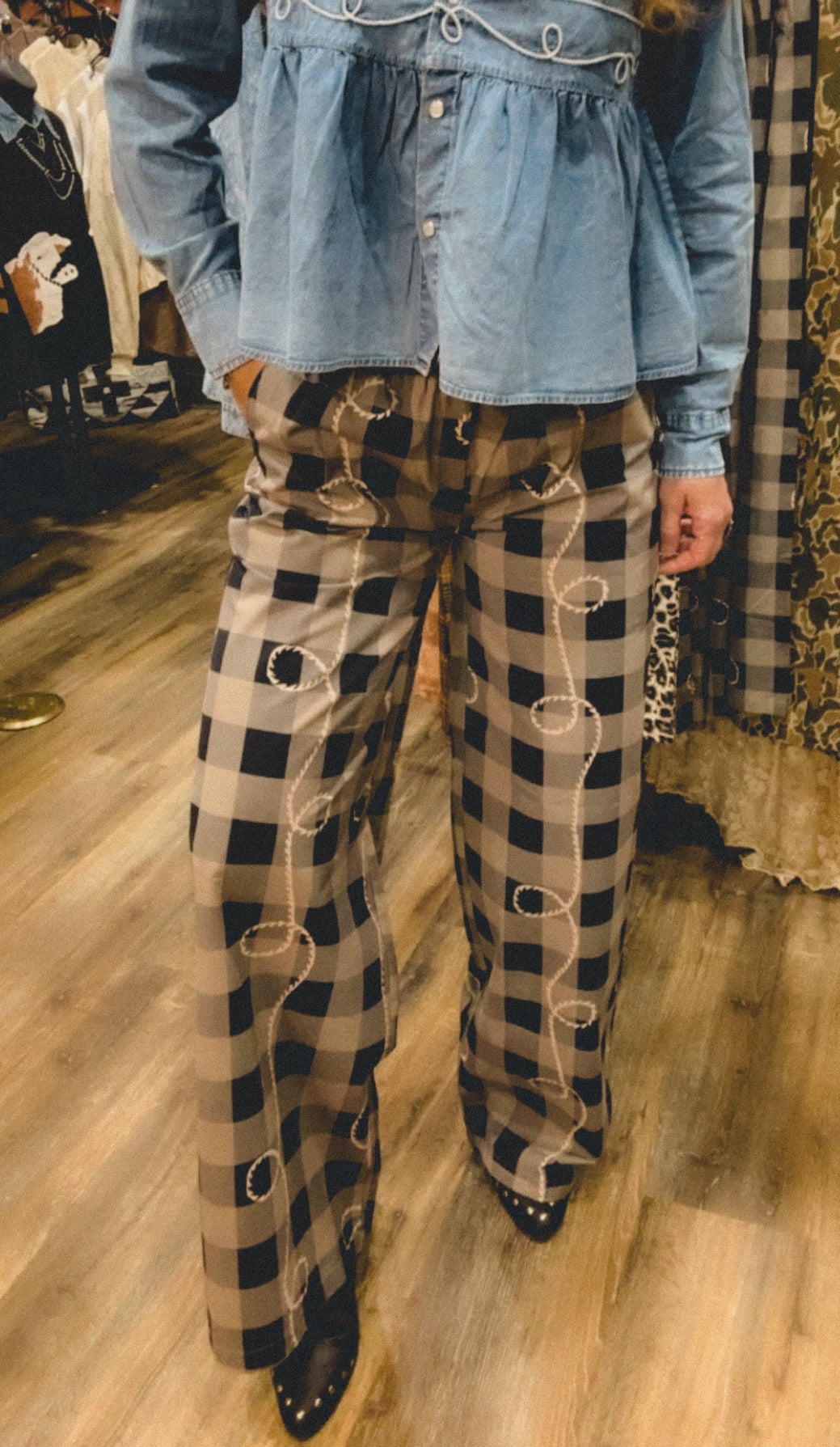 Off Tha Track Ropey Gingham Pants