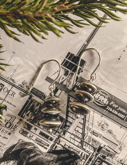 Sterling Silver Handmade Navajo Pearl Drop Earrings