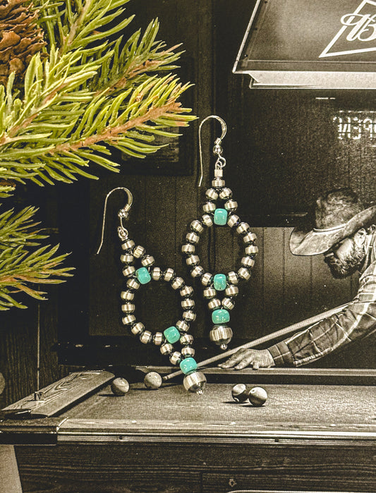 Sterling Silver/Turquoise Elongated Loop Earrings