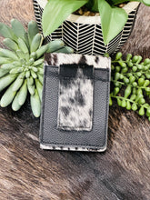Load image into Gallery viewer, Black &amp; White Cowhide Bi-Fold / Money Clip