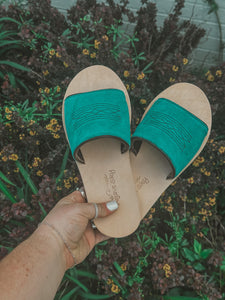 The Nadia Western Turquoise & Brown Sandal