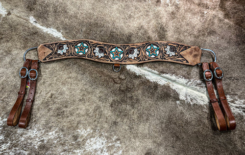 Floral Tooled/Cowhide Star Trippin Collar