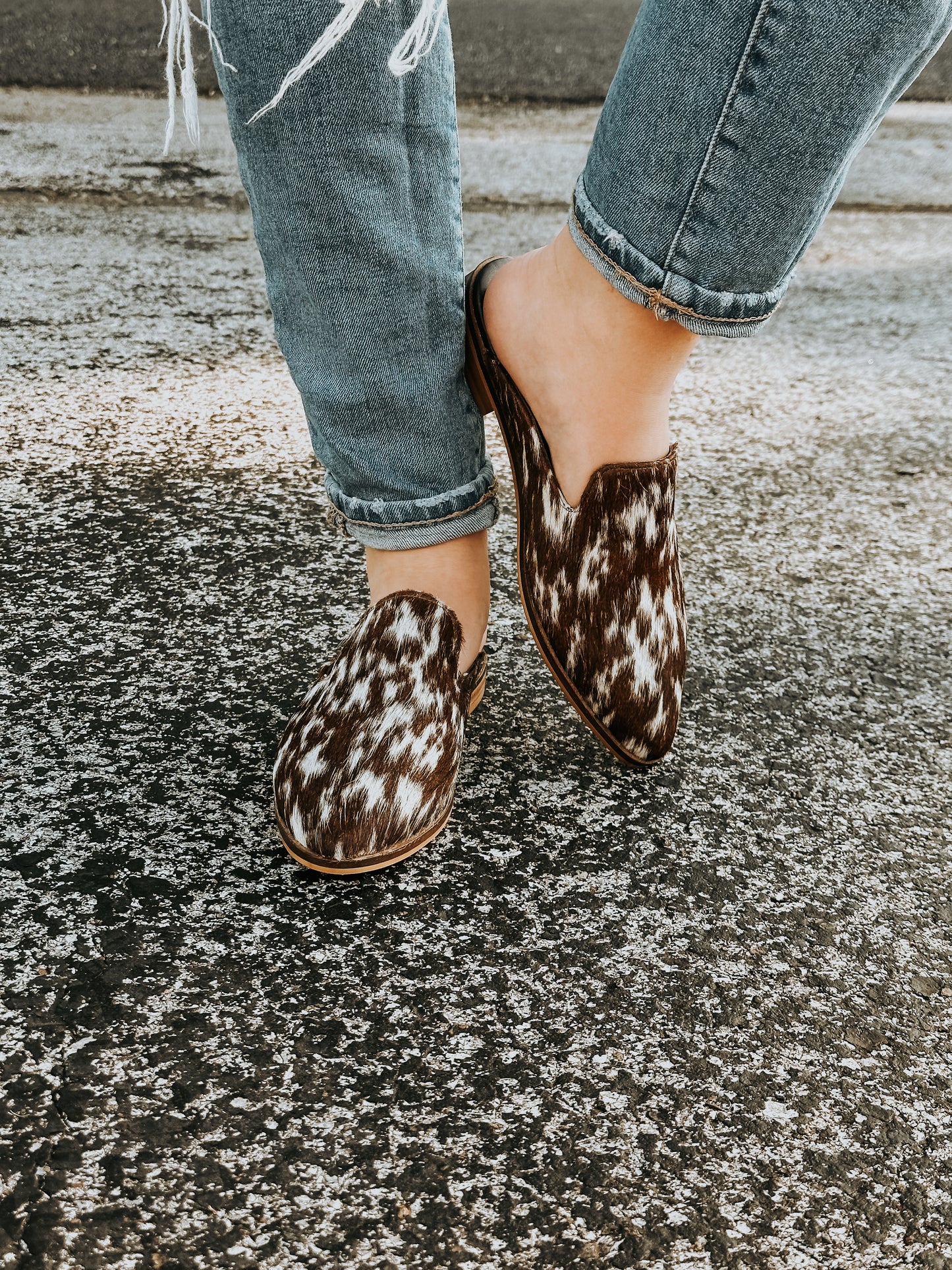 The Adair Chocolate Cowhide Mules