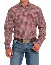 Load image into Gallery viewer, Cinch Red Geo Print Button Up