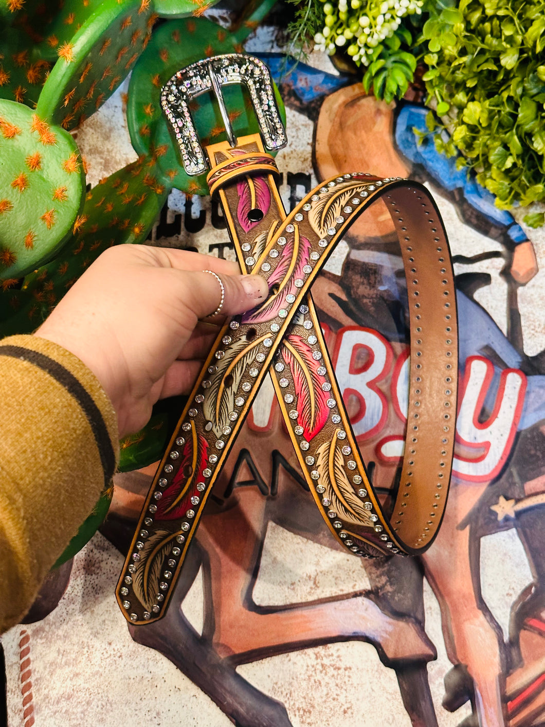 The Rhinestoned Feather Belt *Girls